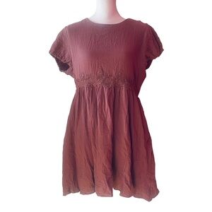 NWT Disturbia Rosamoth Applique Trim Cotton Mini Smock Dress